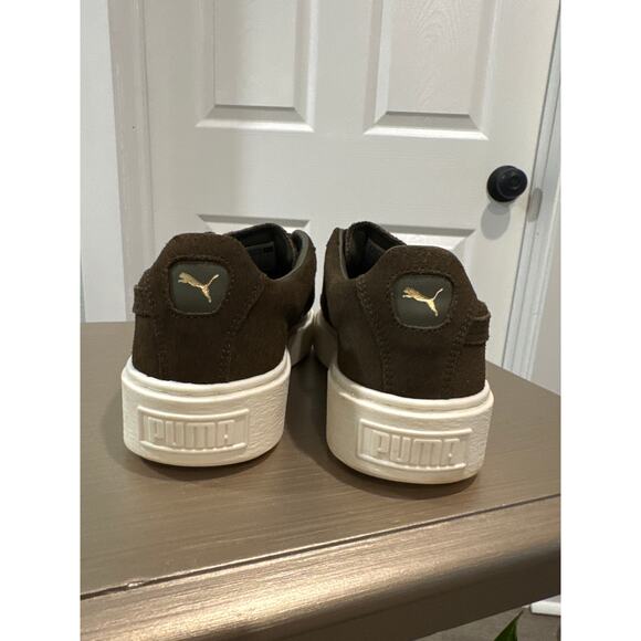 Puma Basket Strap Suede Rope Platform Sneaker Olive Green Shoes Women's Size 6.5 - Picture 2 of 6